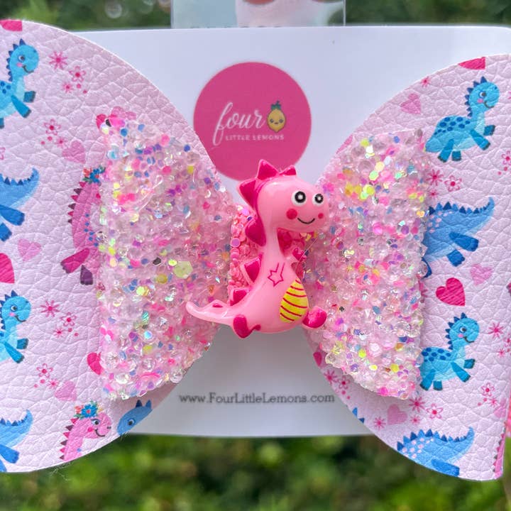 Lazo de Pelo de Dinosaurio Rosa para venta al por mayor de little lemons