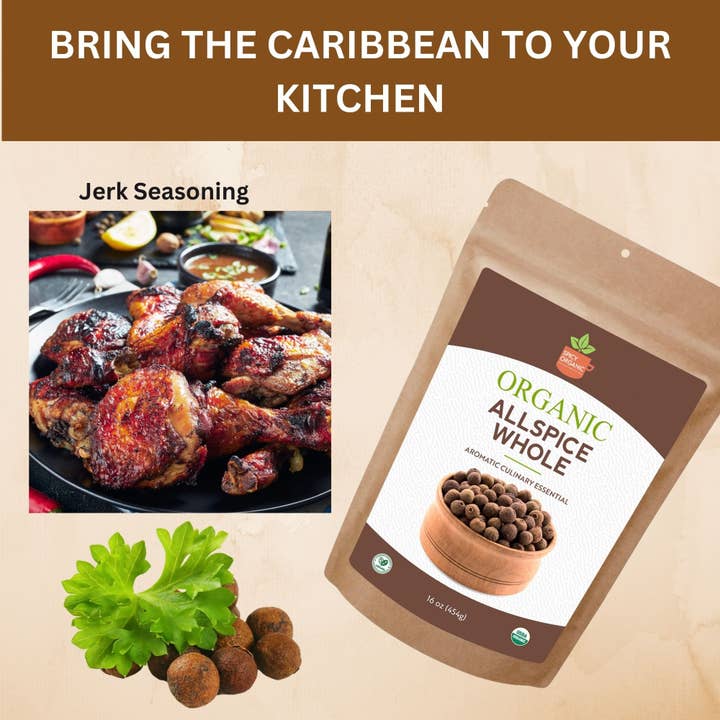 SPICY ORGANIC - Wholesale Dried Spice - Organic Allspice Whole Berries- Certified USDA organic- Allspice Seasoning for Baking, Marinades, Pickling, Stews, Sauces, and Beverages
