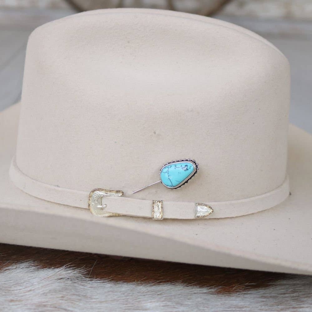 Willow Lane Hat Co. - Wholesale Hat accessory – Women's - Beaded Edge Turquoise Hat Pin - Sierra1