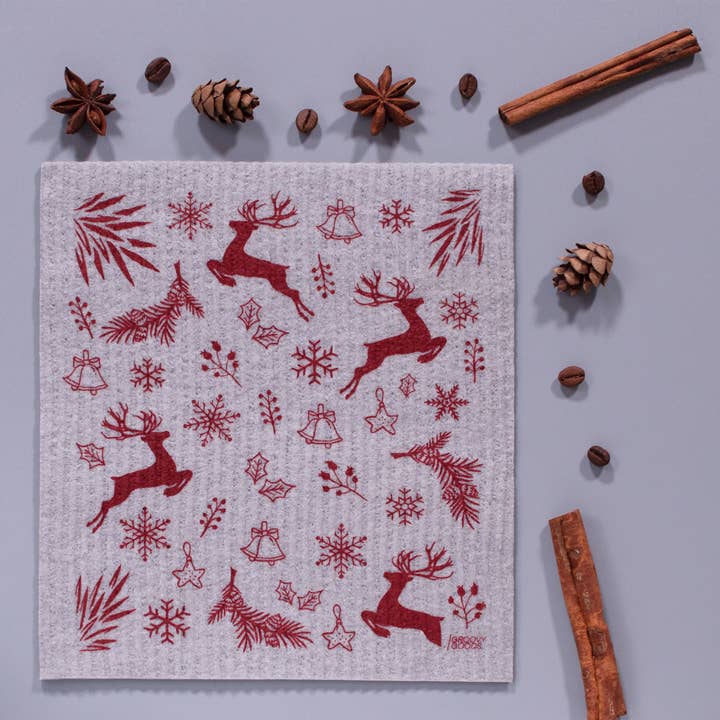 Groovy Goods - Wholesale Dishcloth - Christmas, ecological sponge cloth: Christmas deer2