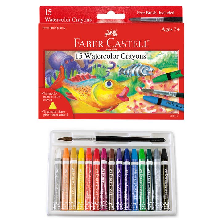 Faber-Castell / Creativity for Kids - Vente Crayon – enfant et bébé - 15 crayons aquarelle pour enfants0
