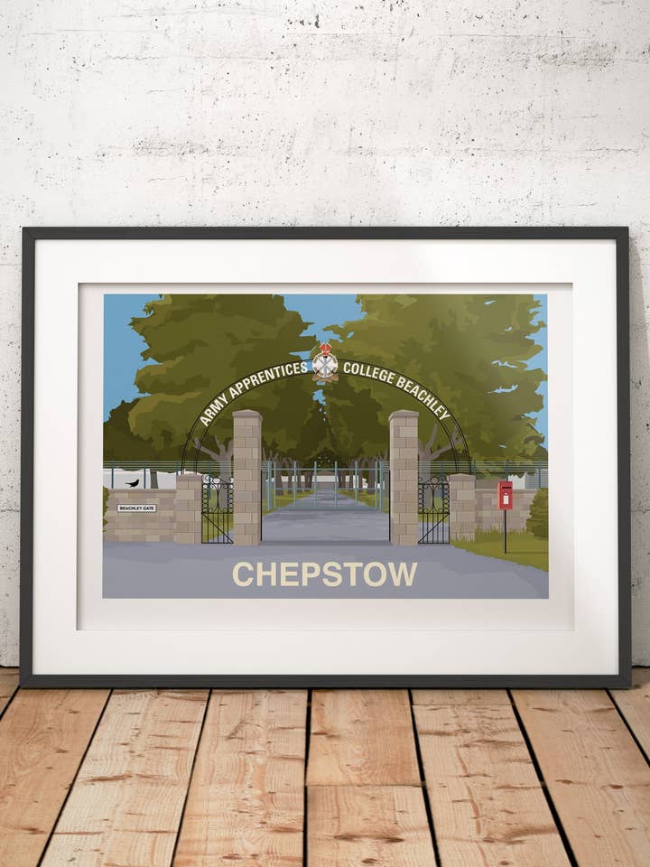 Affiche de voyage de Beachley Barracks, Chepstow (NON ENCADRÉE) pour la vente par Georgina Westley Art & Design