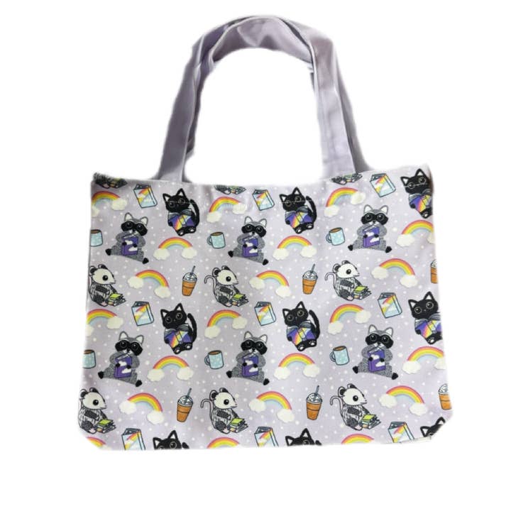 Trash Friends Reading Zippered Tote Bag for wholesale by Sprinkles Studios