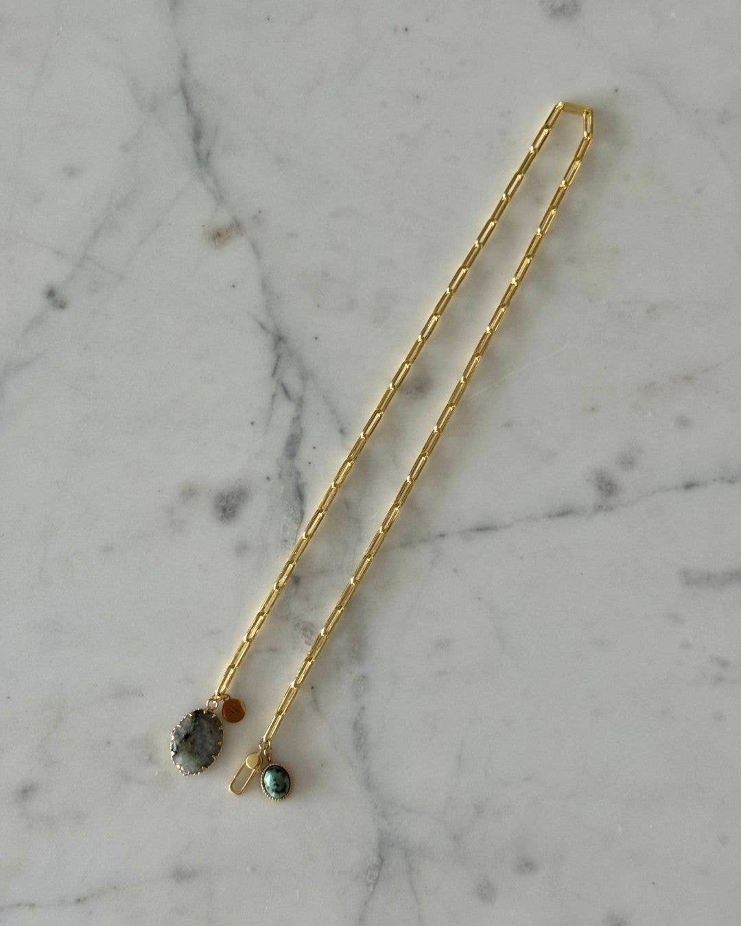 WILYMI Jewelry Co - Wholesale Pendant/Charm Necklace - Labradorite & Ruby Zoisite Necklace | 18k Gold Filled 15