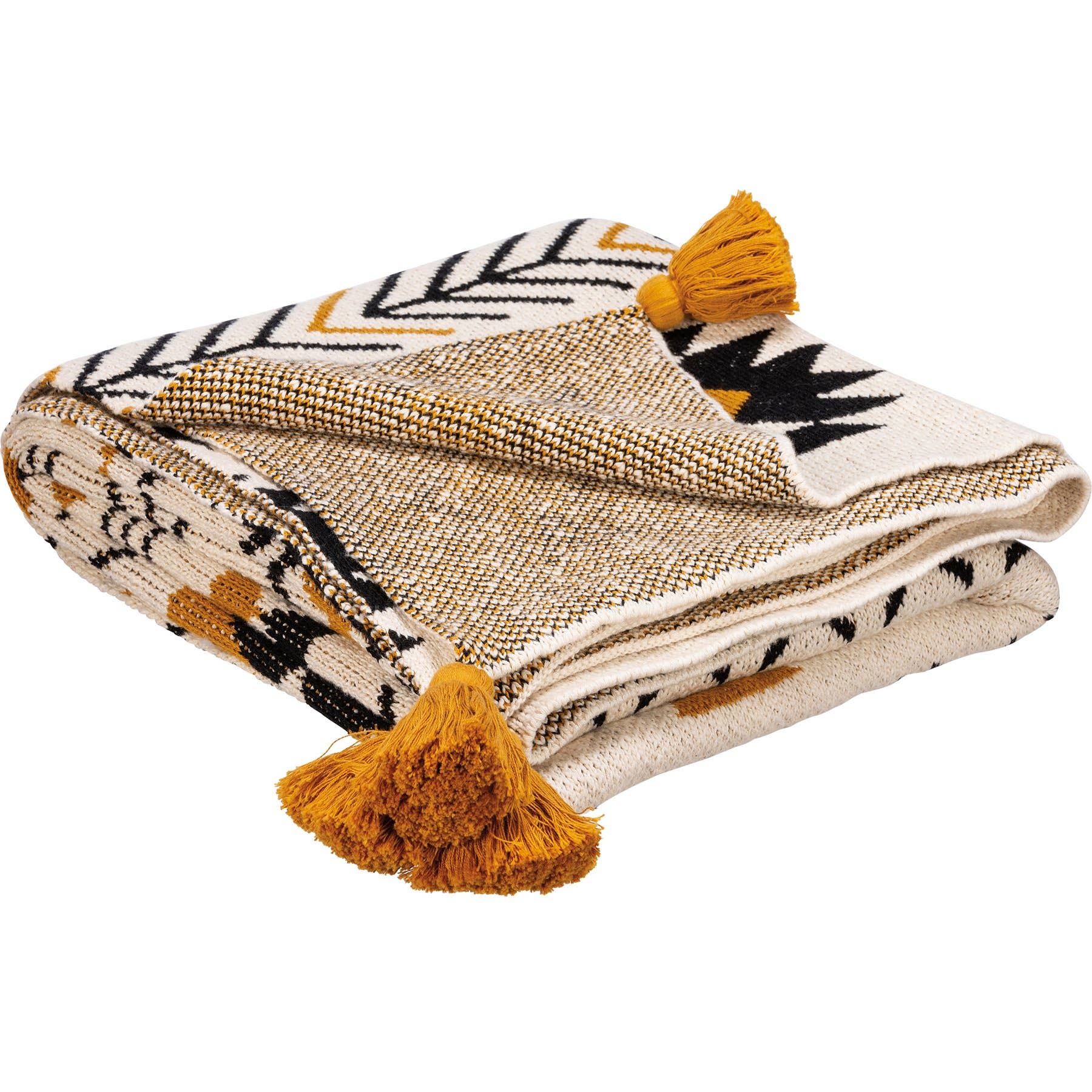 Primitives by Kathy - Wholesale Throw Blanket - Saffron And Black Aztec Throw Blanket1