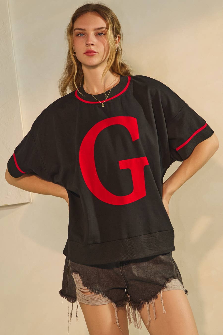 Nero Felpa a maniche corte Plus Boxy in vendita all'ingrosso su Faire2