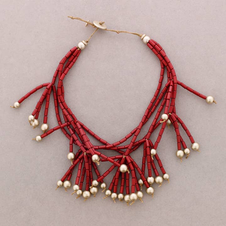 Sonata - Wholesale Snap Jewelry - Choker Resin Tubes Beads Metal Finish1