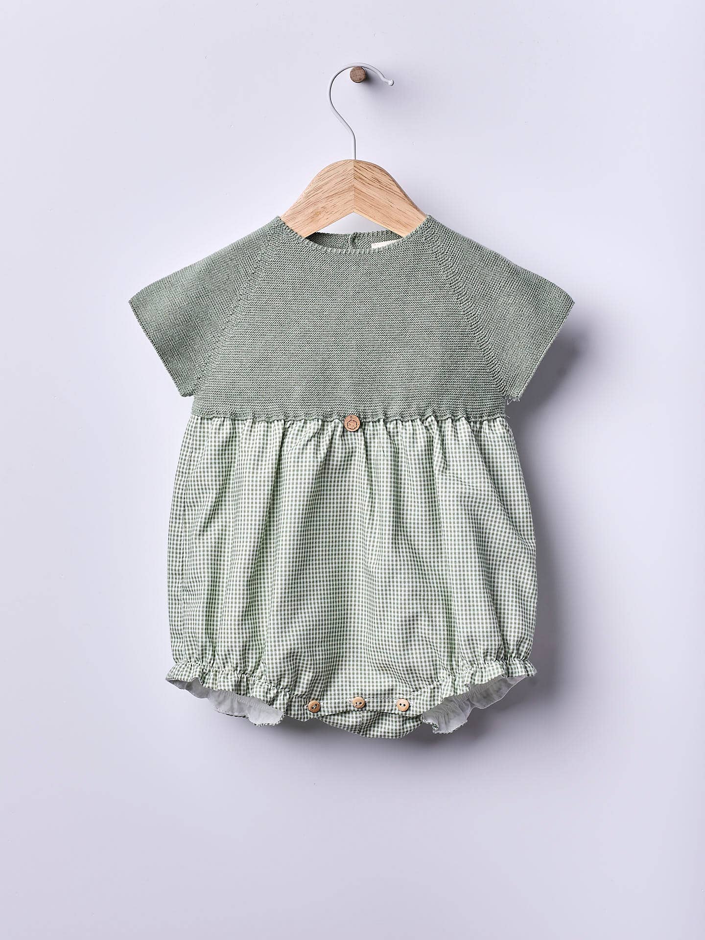 Wedoble: sustainable children's fashion - Wholesale Overalls - Baby - Short-sleeved shortie in Vichy plaid fabric | SUMMER IN THE VILLAGE1