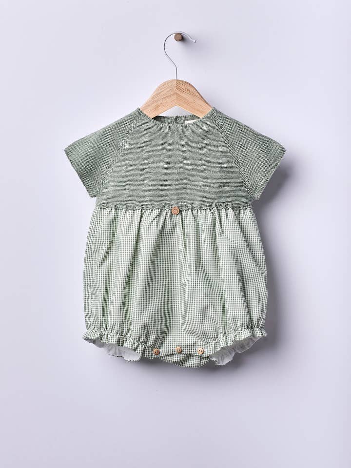 Wedoble: sustainable children's fashion - Wholesale Overalls - Baby - Short-sleeved shortie in Vichy plaid fabric | SUMMER IN THE VILLAGE1