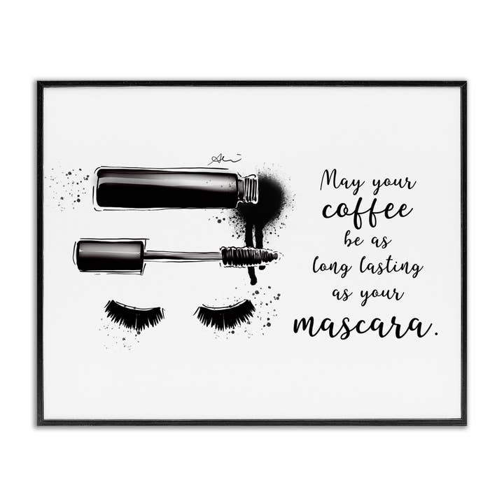 Coffee & Lashes Mascara Phrase - Framed Wall Art for wholesale by Stupell Industries