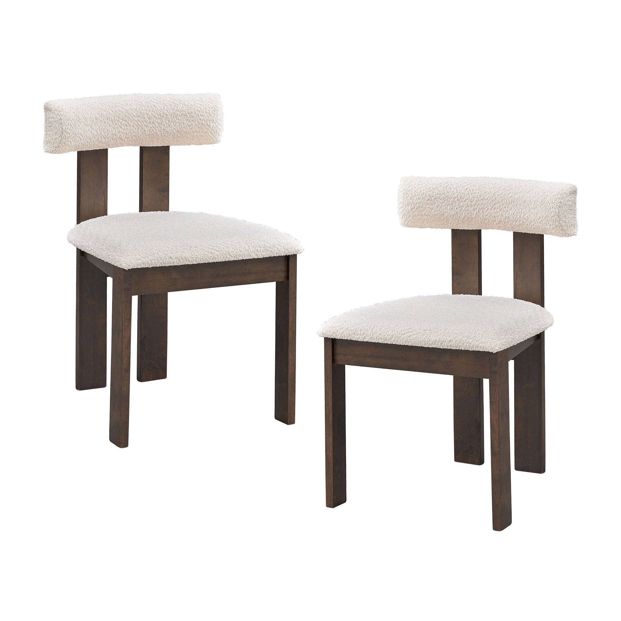 BlakOutlet - Wholesale Chair - Set of 2 Wooden Dining Chairs , Modern Boucle Upholstered  Side Chairs,1