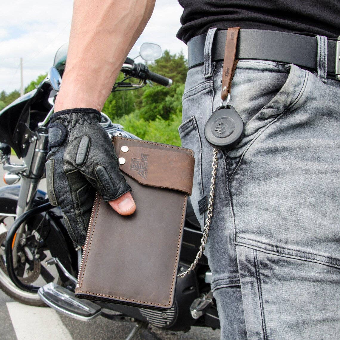 RIDL - Venta al por mayor Cartera - Hombre - Cartera larga de piel con cadena RIDL para hombre0