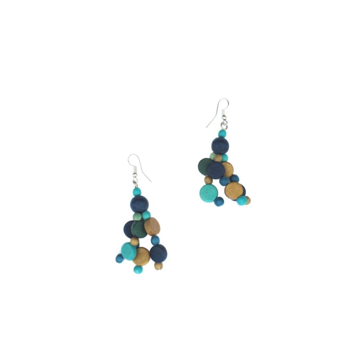 Katie and Company - Wholesale Dangle Earrings - Livia blue and green wood bead earrings2