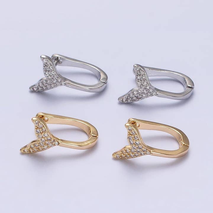 16K Gold Filled Micro Paved Ocean Tail 13mm English Lock Ear for wholesale by Aim Eternal