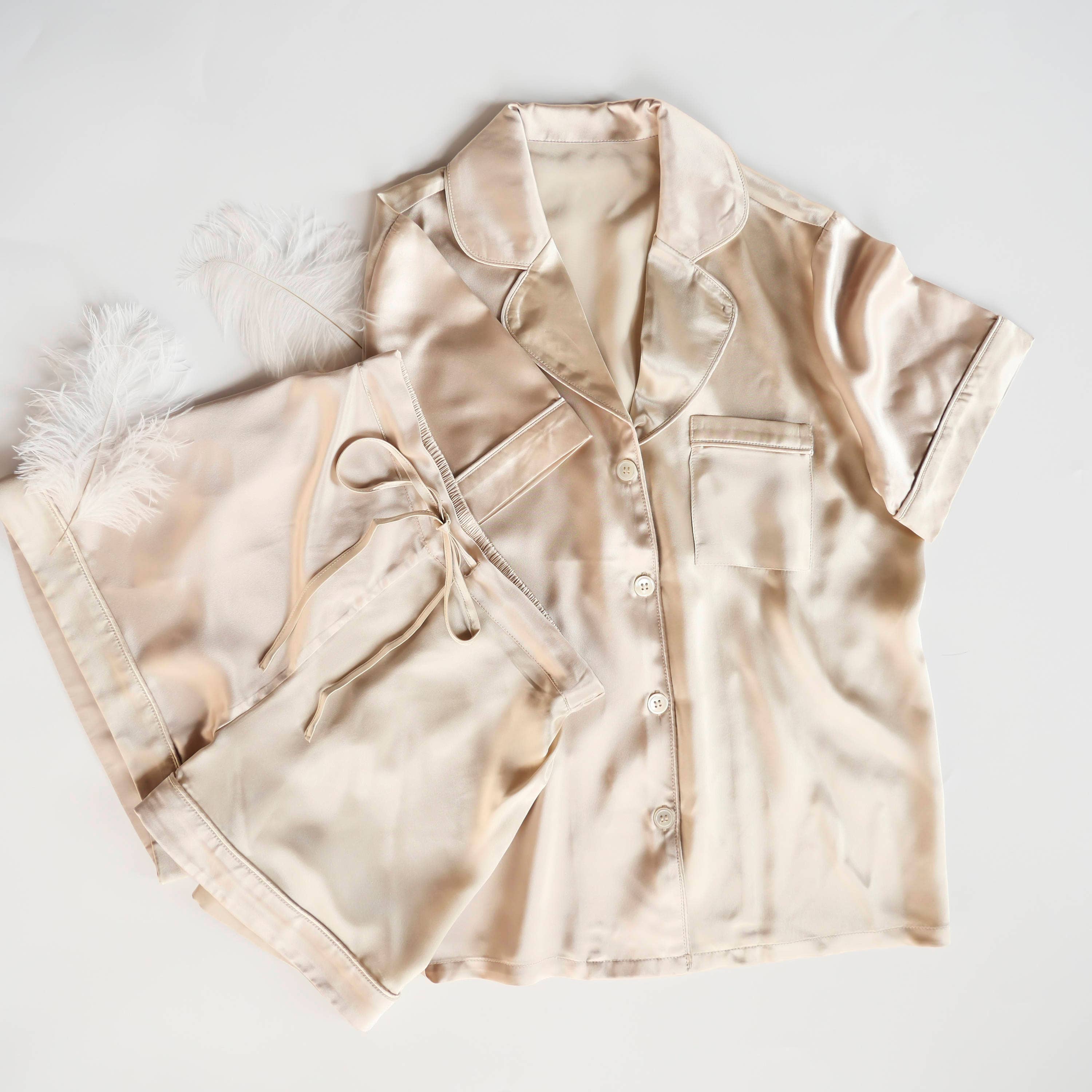 Adore By Michelle Mura Sleepwear & Bridal - Wholesale Sleepwear Set - Women's - Heavenly Short Sleeve Pajama Sleepwear Champagne Bridal 0