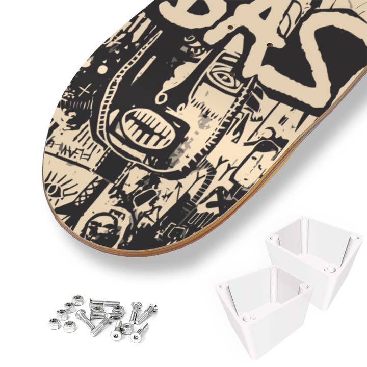 SkateboardArtsy - Wholesale Wall Accent - Jean Michel Basquiat - Mixed Art - 3-piece Skateboard Wall Art3