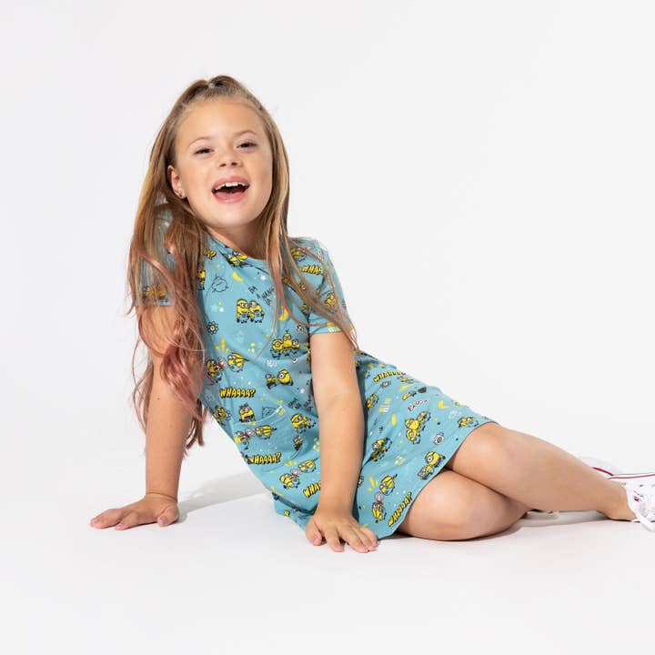 Minions Banana Terry Daywear Girls' Short Sleeve Dress for wholesale by Bellabu Bear