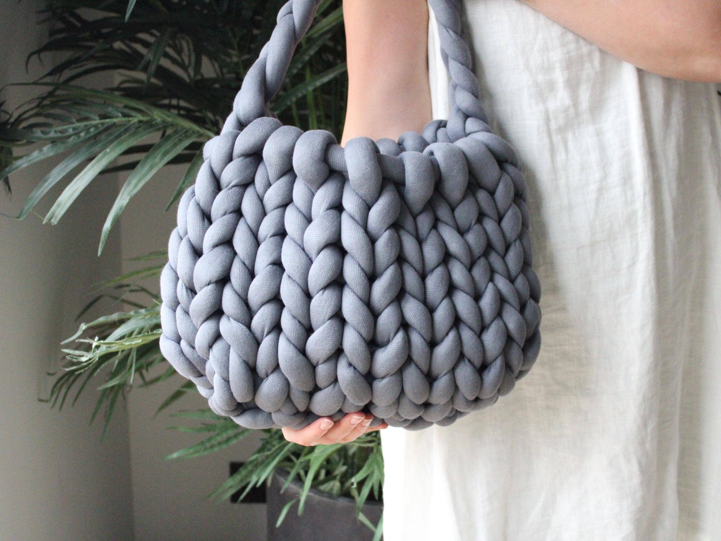 woolexperts - Wholesale Tote Bag - Women's - Chunky Knit Cotton Tote Handbag with Extra Touch Handles #28