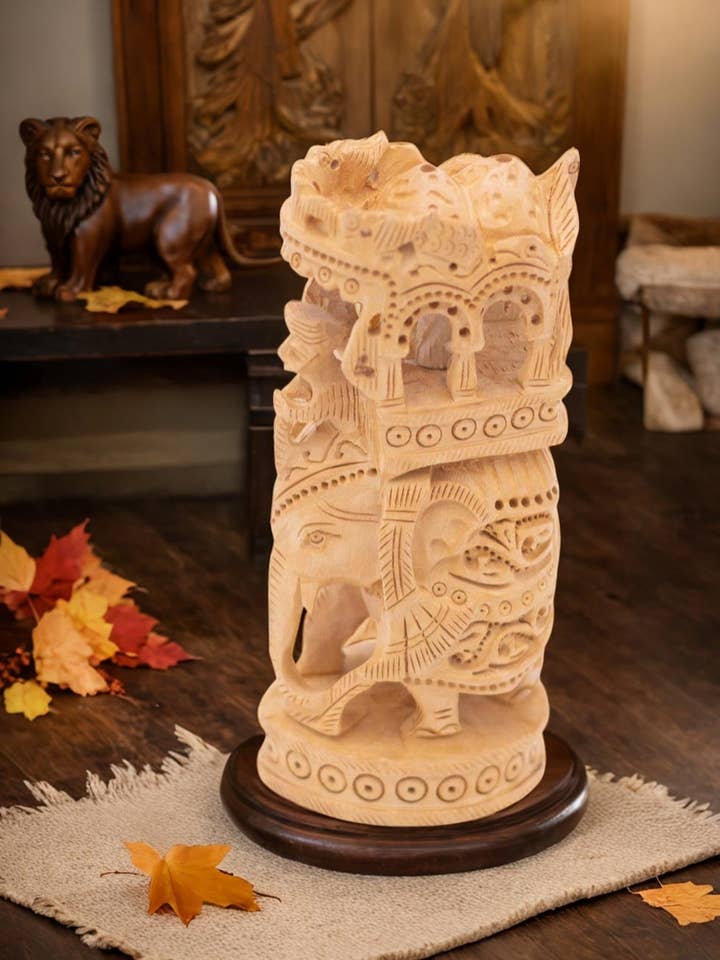 Holzgeschnitzte Elefantenstatue 6 Zoll für den Großhandel von Kimago's Home