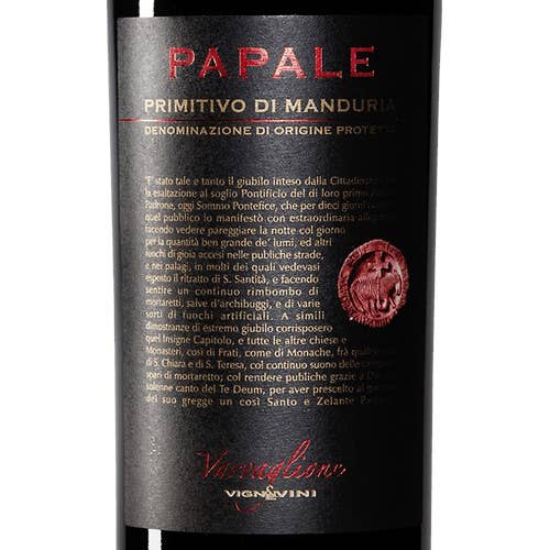 Metina SAS - Vendita all'ingrosso Vino rosso - Papale Primitivo Manduria DOP Varvaglione Magnum 1,5 Single