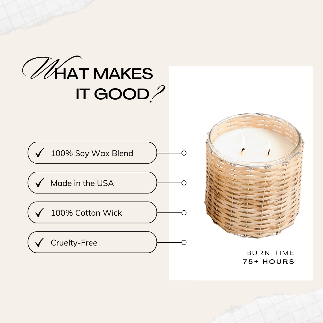 Hillhouse Naturals/Field+Fleur - Wholesale Jar/Filled Candle - Sea Salt 2 Wick Handwoven Candle 12oz Ctn.63