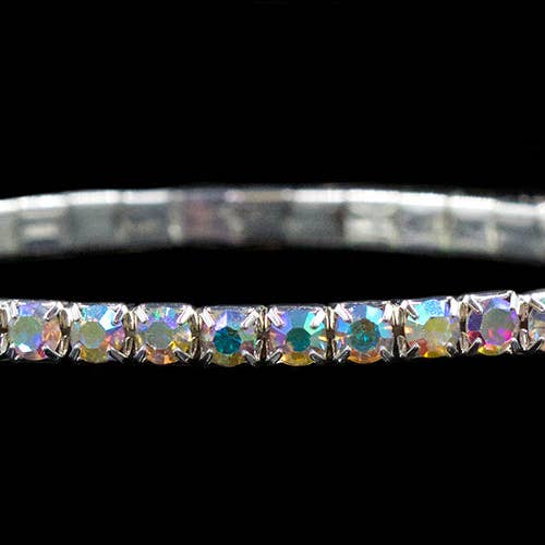 #11950ABS 1-reihiges Stretch-Strass-Armband- AB für den Großhandel von Bridal Store Jewelry