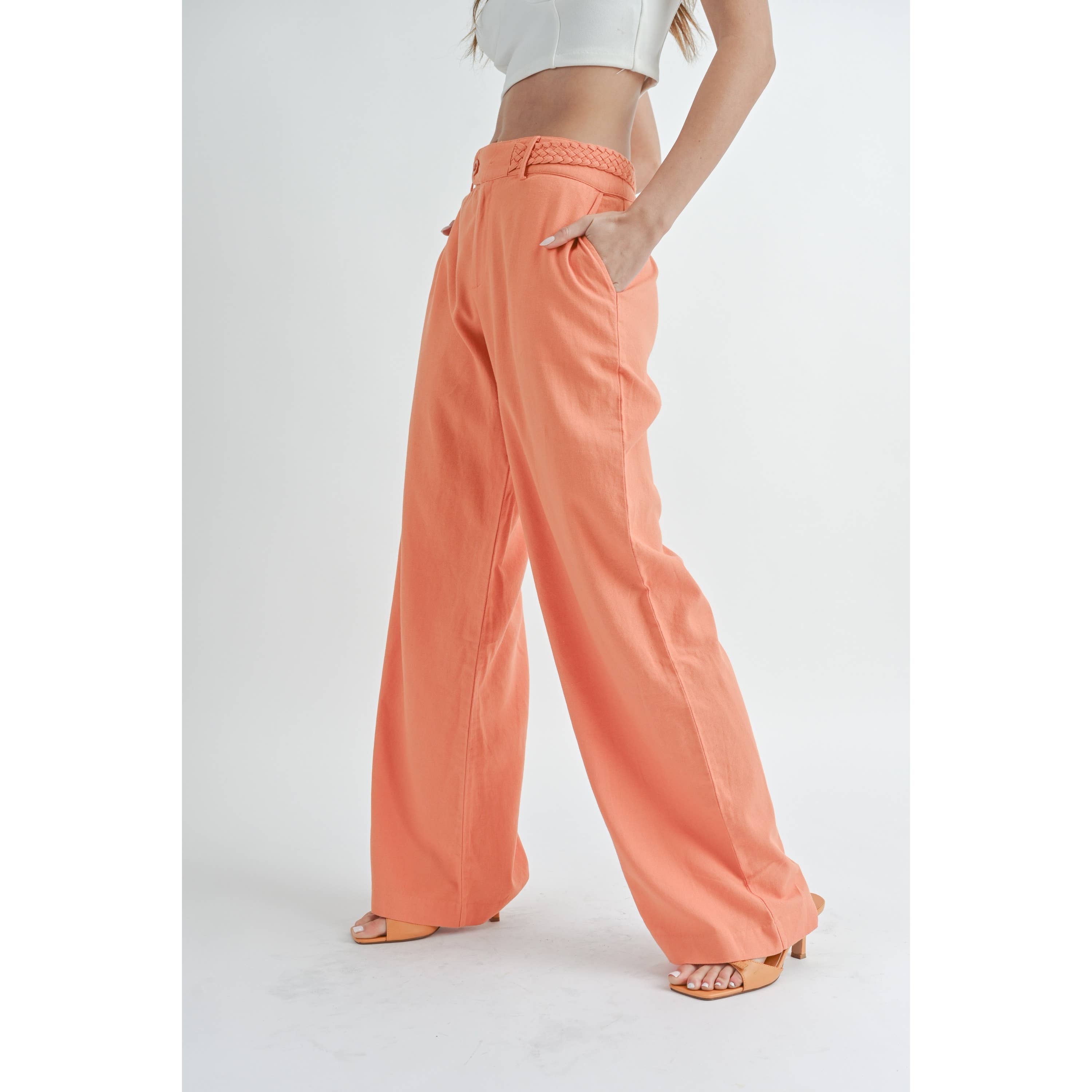 Peace Love Line – Großhandel Hose – Damen – PL1807 - LANGE LEINENHOSE MIT TASCHEN15