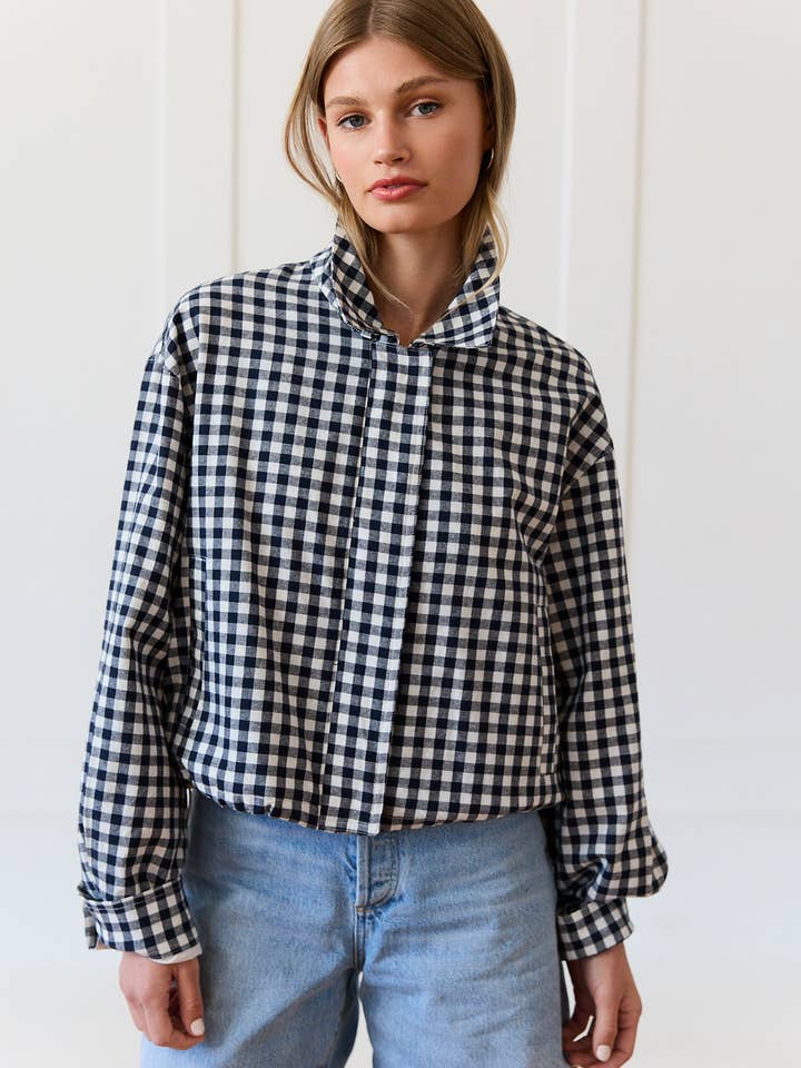 Gingham Zip Jacket - RJ1136 for wholesale by RAISONNEL