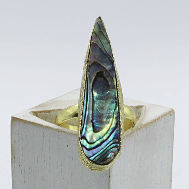 LA MAR - Wholesale Cocktail/Statement Ring - Ring 1 stone - mother-of-pearl cabochon gold-plated0