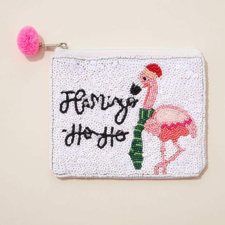 Pochette in tela Flamingo Ho Ho Seed Bead con pompon per la vendita all'ingrosso da parte di Frem