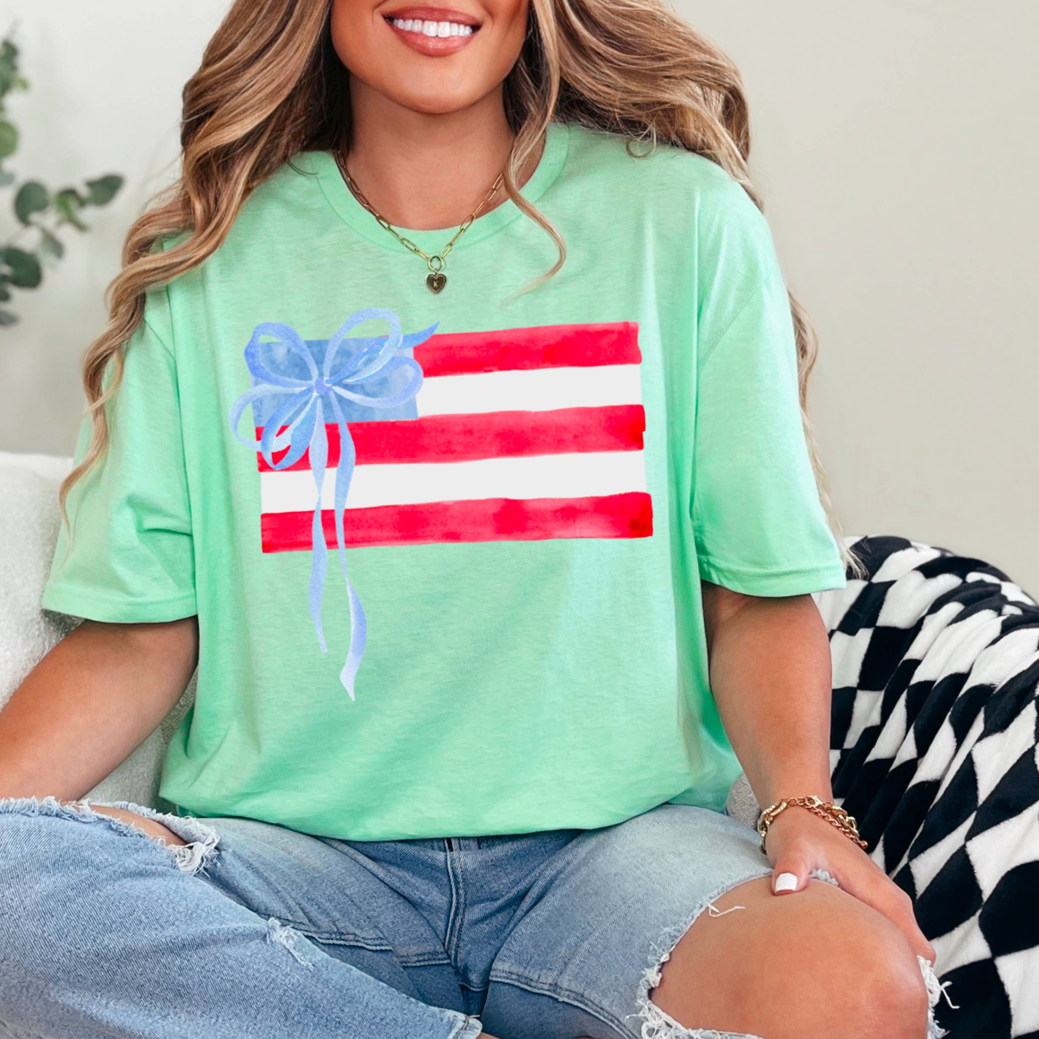 Shoppe SHC – wholesale T-shirt (graphic) – women's – Coquette American Flag | July 4th Graphic Tee | Gildan17