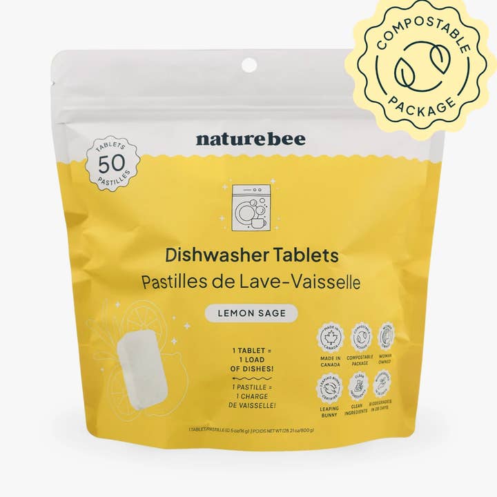 Pastilles pour lave-vaisselle parfum citron | MADE IN CANADA | Nature Bee pour la vente par NATURE BEE