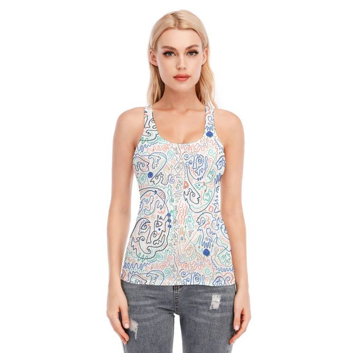 "Soul Scribbles Inverse" - Top de Alças para Mulher por atacado de All Around Artsy