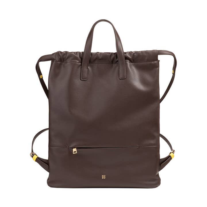 Zaino a sacca in pelle da donna Dudu color caffè marrone per la vendita all'ingrosso da parte di dudu