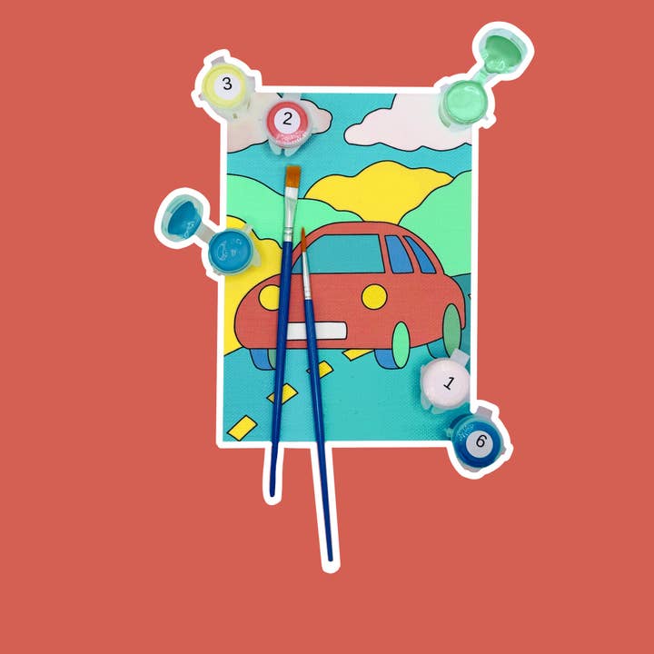 Voiture - Mini kit de peinture par numéros (5x7) pour la vente par Colorful Creators