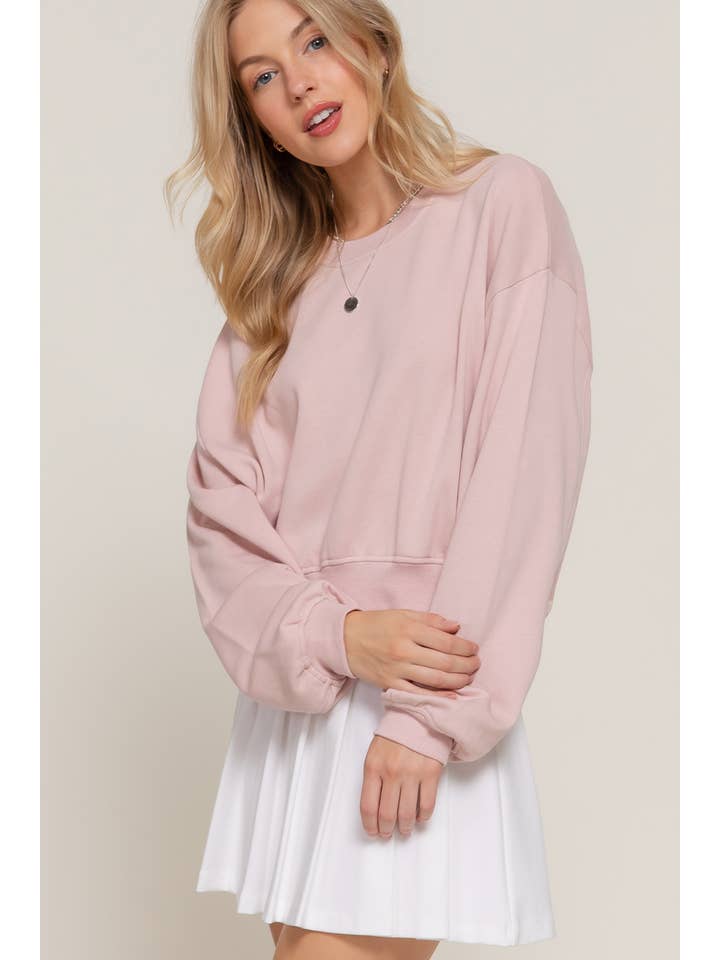 Active Basic | Active USA - Wholesale Sweatshirt - Women's - Long Sleeve Crew Neck Short Sweatshirt