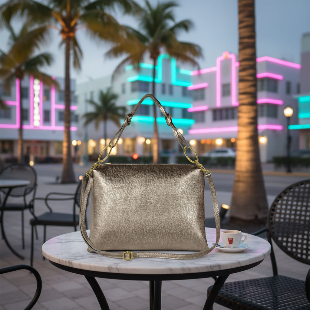 TAKEASY - Wholesale Shoulder Bag - Women's - Italian Genuine Metallic Calf Leather Shoulder Bag 1715515