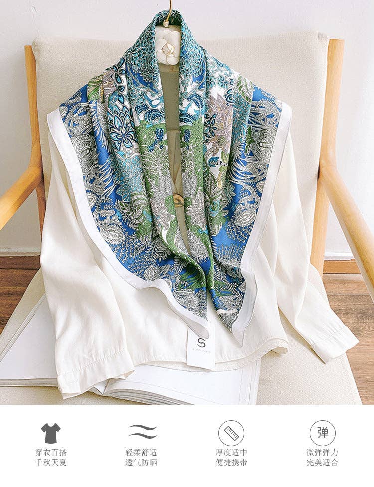 Marayn - Vendita all'ingrosso Sciarpa - Donna - Sciarpa di Seta Floreale Vintage 2025 Elegante Scialle5