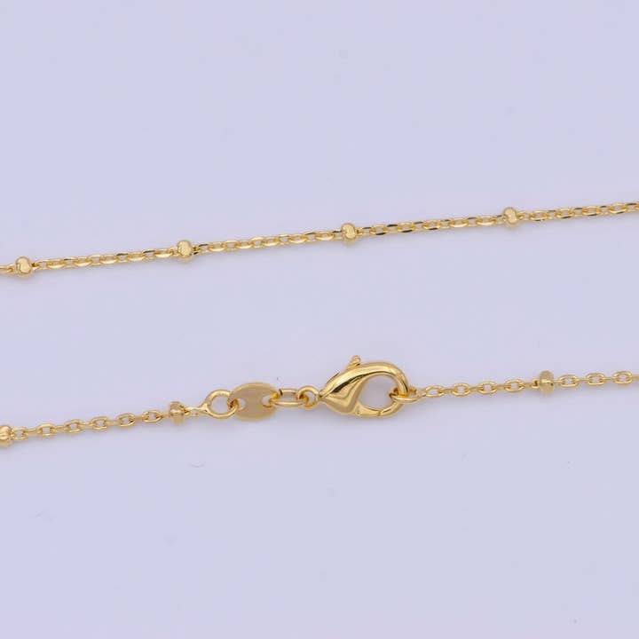 18" Ready to Wear Gold Filled Satellite Chain, Satellite Beaded Chain with Lobster Clasp, Simple Everyday Layering Necklace | WA-1121 for wholesale by Aim Eternal