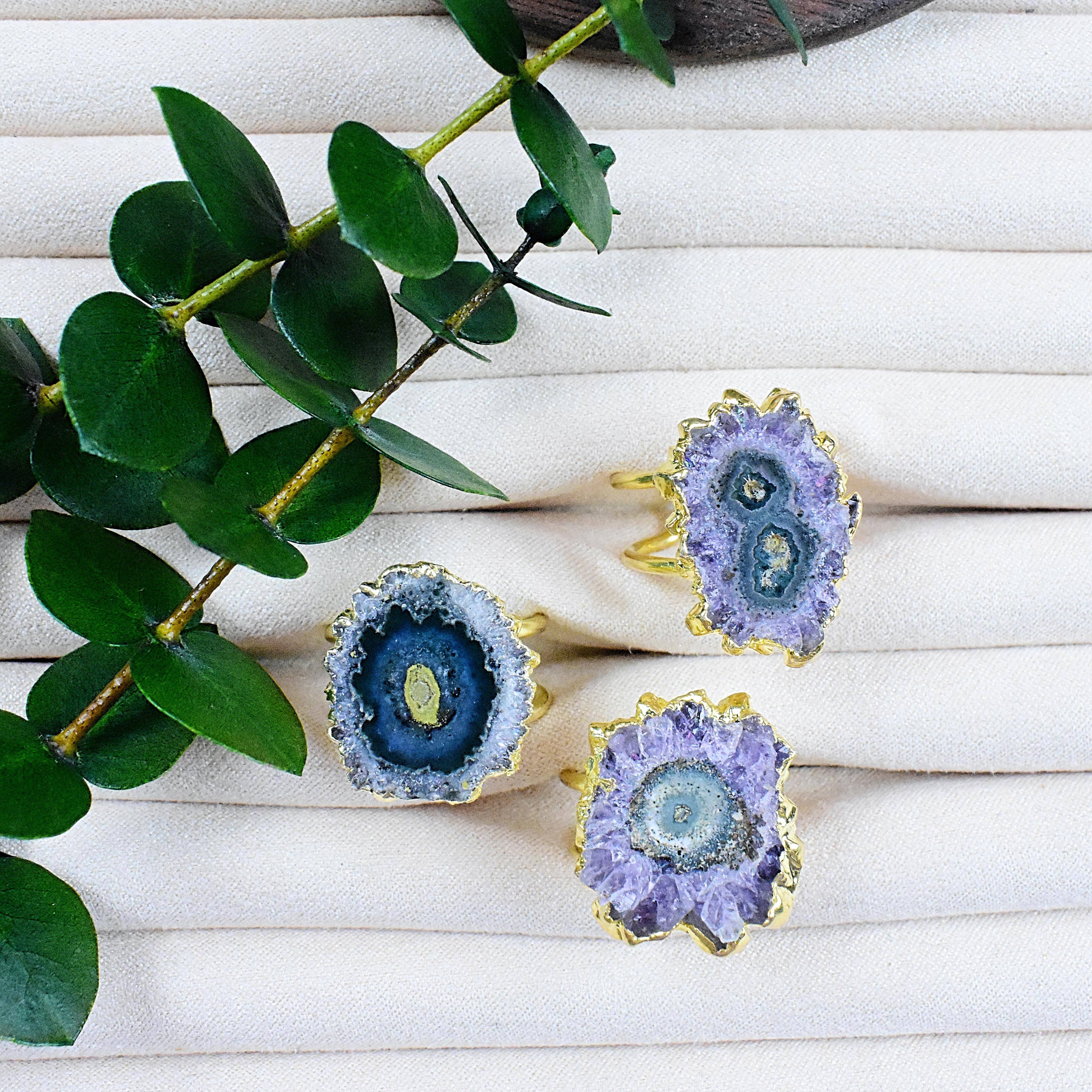 Ewelina Pas Jewelry - Vendita all'ingrosso Anelli cocktail/statement - Anello in oro con ametista stalattite17