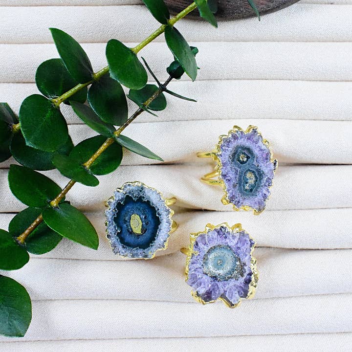 Ewelina Pas Jewelry - Wholesale Cocktail/Statement Ring - Gold Amethyst Stalactite Statement Ring17