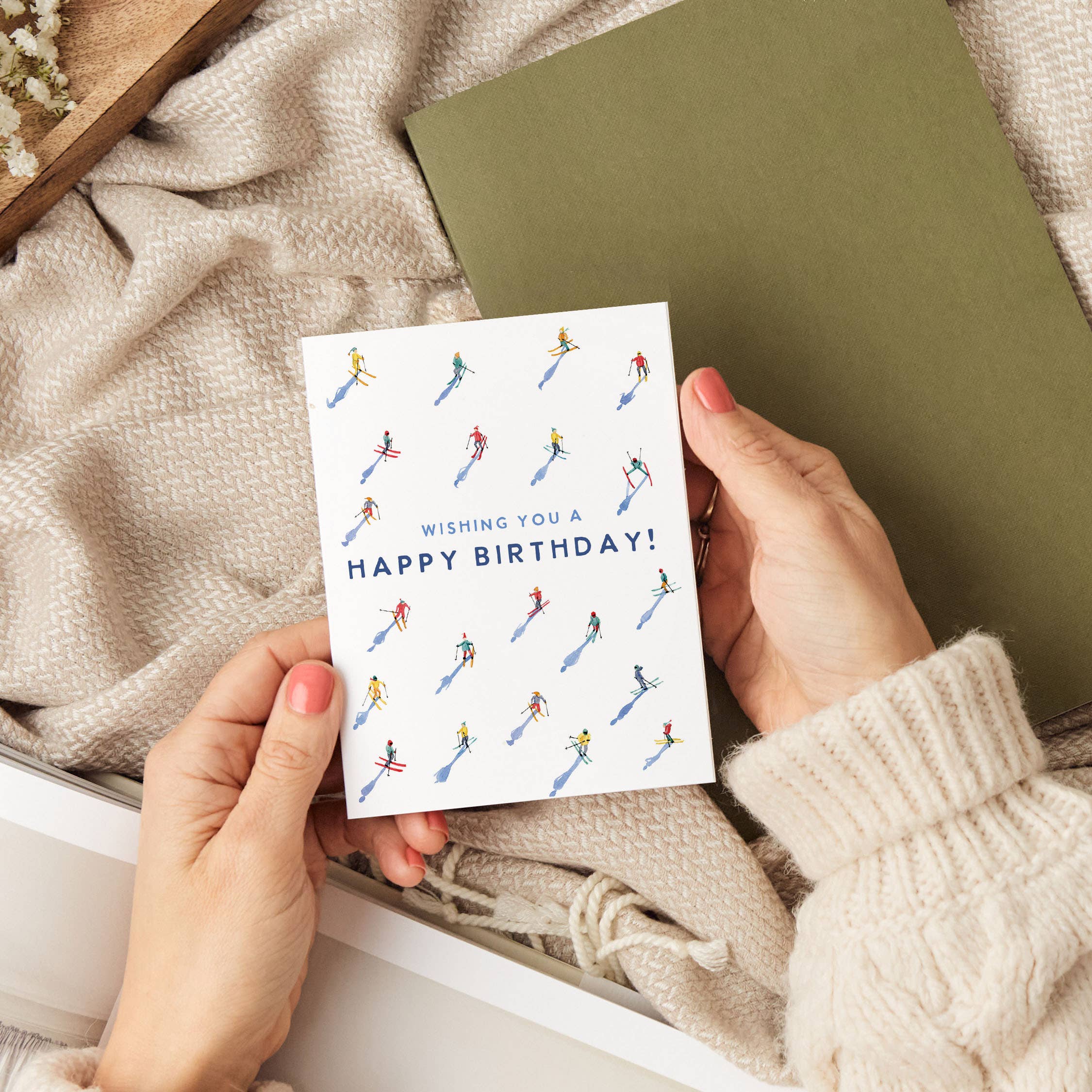 Watercolor Wednesday - Wholesale Birthday Card - Skiing Birthday Card | Winter Happy Birthday Card for Skier2