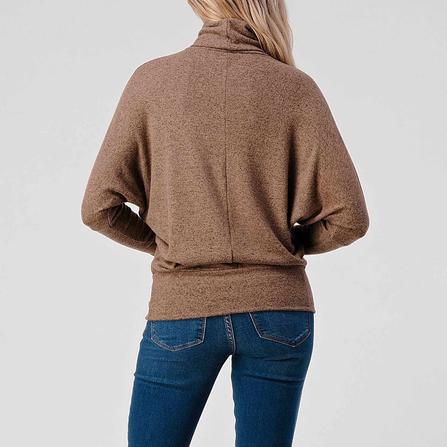 Heimious - Vente Haut en maille – femme - Haut en tricot brossé à manches longues et col roulé, T53417