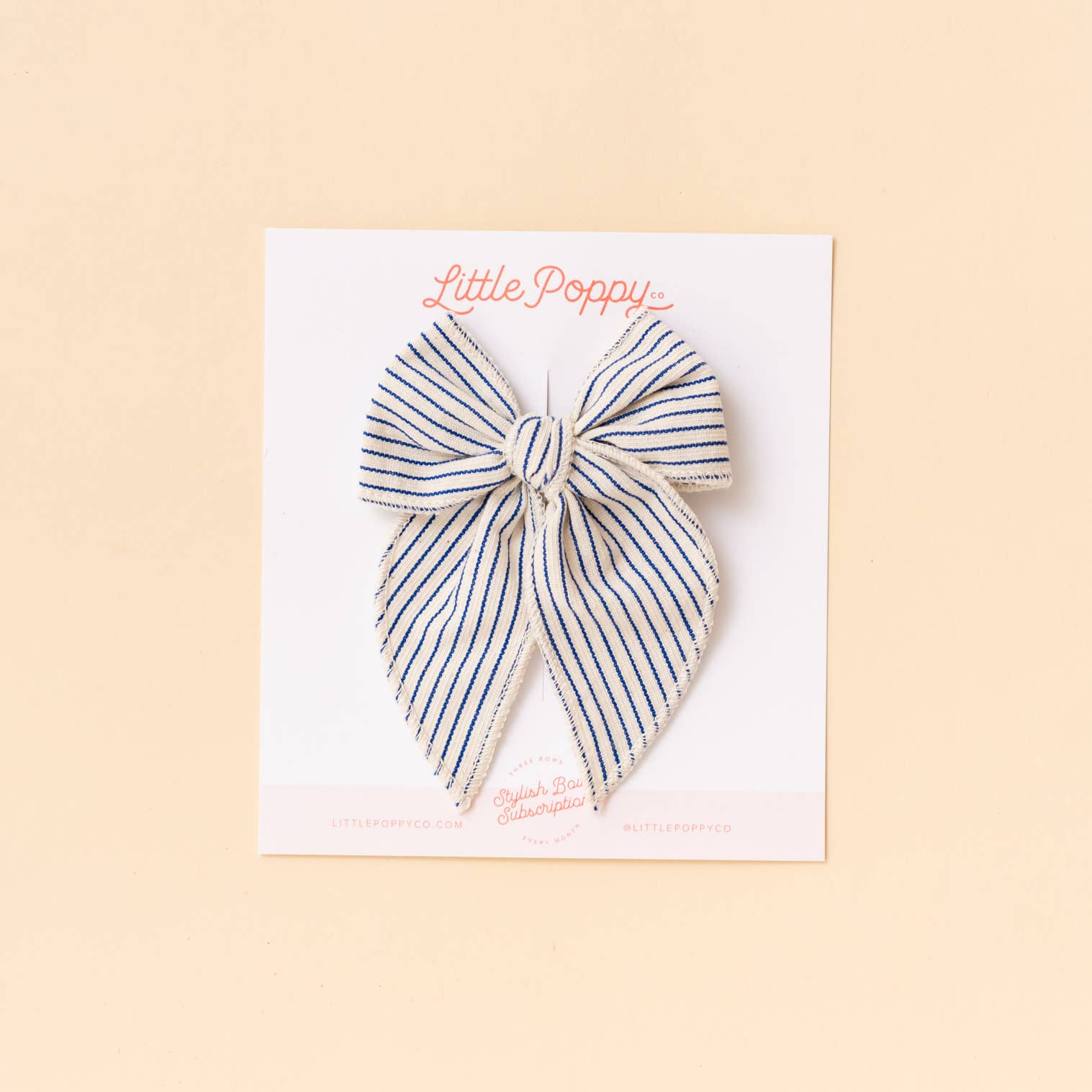 Little Poppy Co – Laço para o cabelo – Criança por atacado – Laço com Riscas em Tela Azul-Marinho
