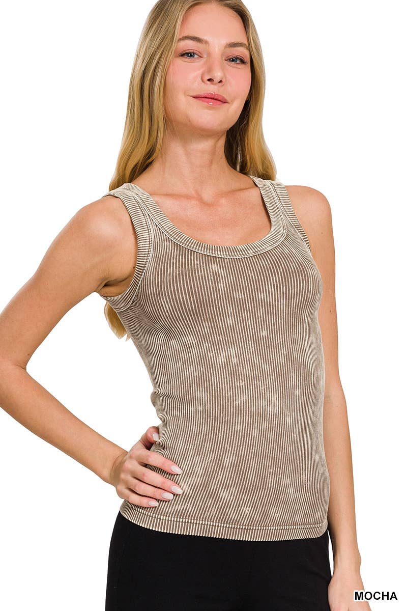 Vanilla Monkey - Vendita all'ingrosso Top in maglia - Donna - Canotta senza cuciture a costine lavata con scollo a 2 vie21