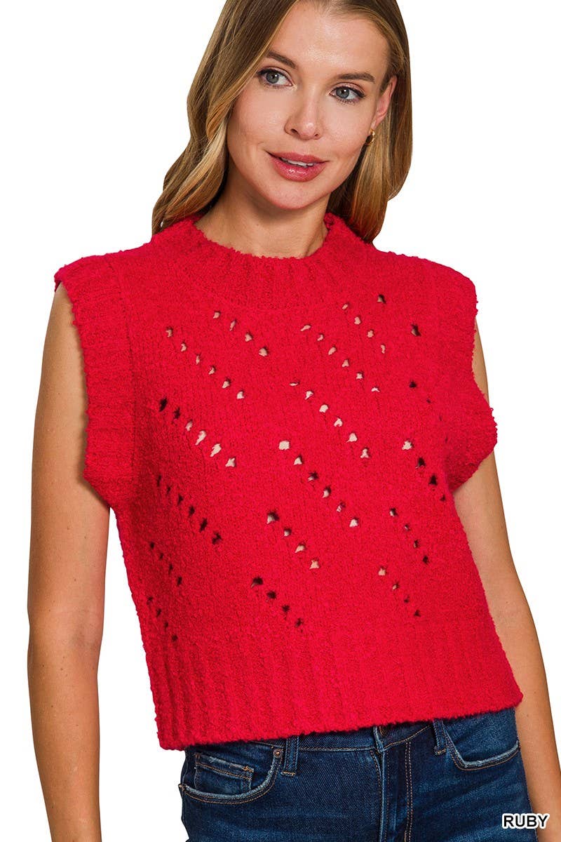 Vanilla Monkey - Wholesale Sweater Vest - Women's - Textured Wool Sweater Vest6