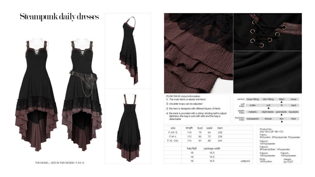 Brun WQ501 - Steampunk kjole med taljetaske for engroshandel på Faire2