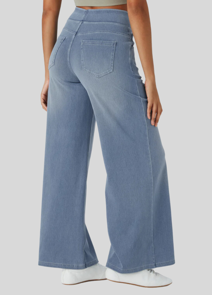 Ultra Stretchy Wide Leg Jeans- Denim Blue for wholesale on Faire1