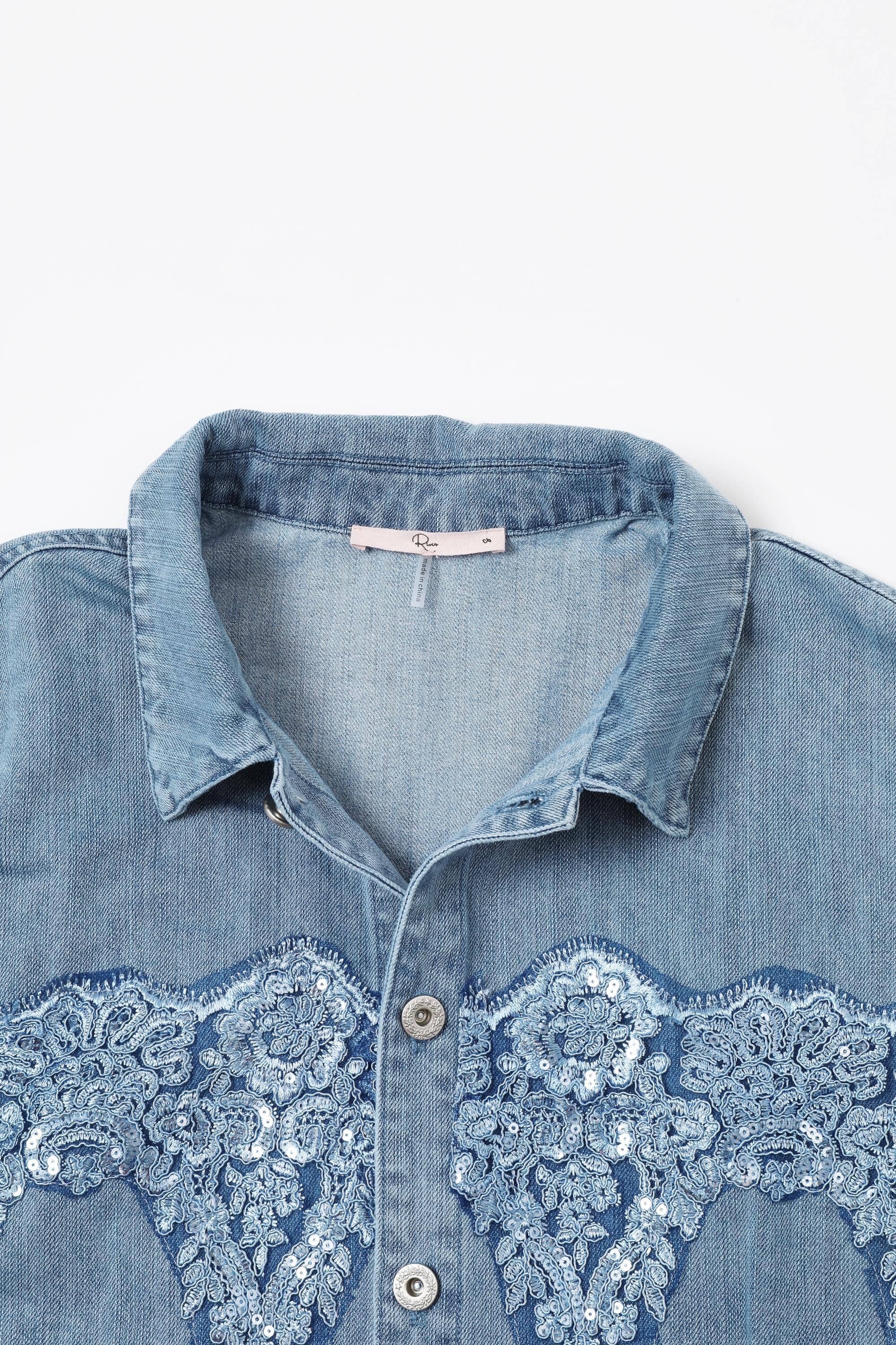 RIVIR - Wholesale Denim Jacket - Women's - Sequin Kissed Denim Jacket7