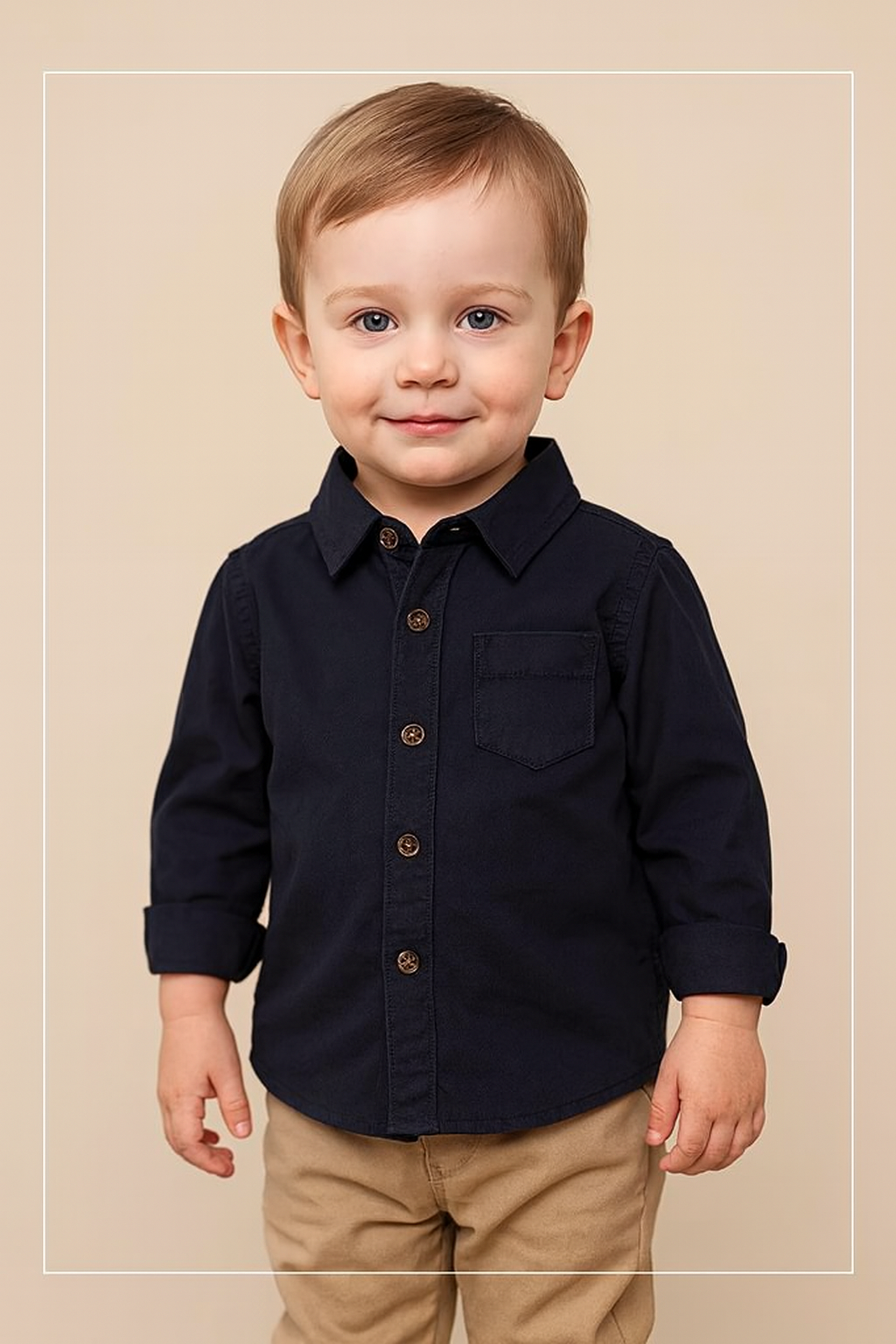 Fennco Styles - Wholesale Button Down Shirt - Kids - Navy Blue Cotton Button-Down Shirt – Baby & Toddler1